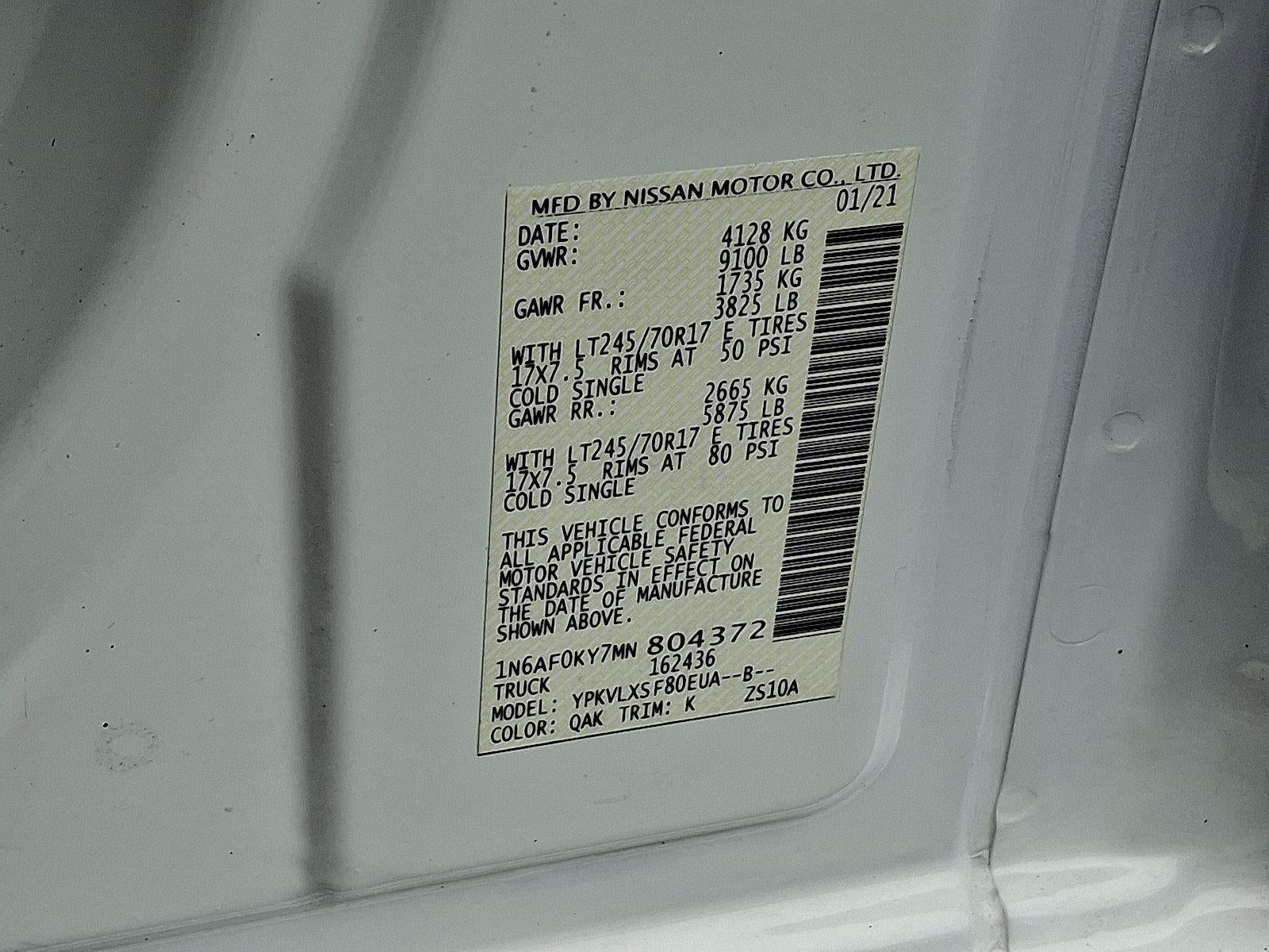 2021 Nissan NV Cargo Standard Roof V8 SV