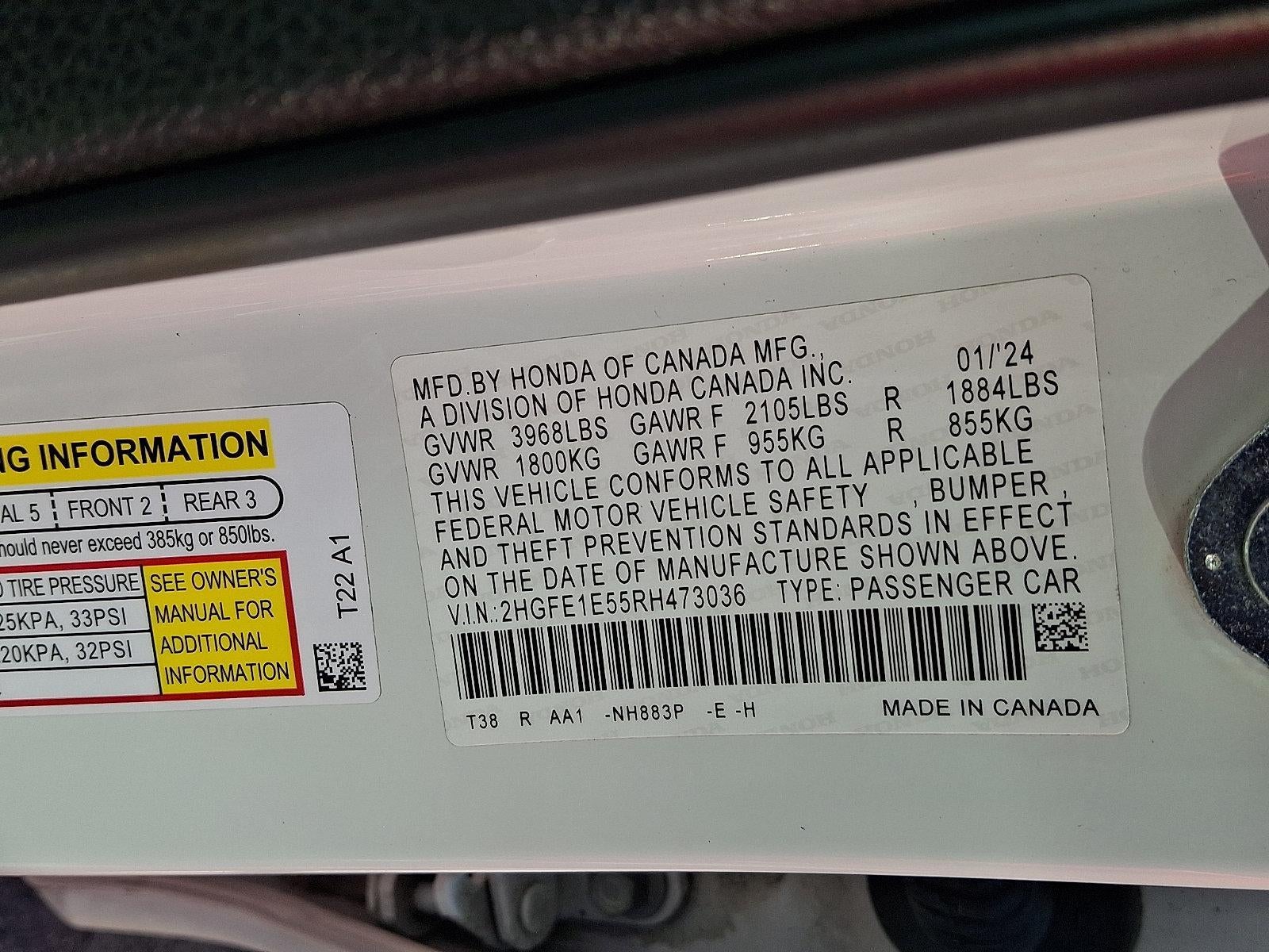 2024 Honda Civic Si Si Manual Sedan