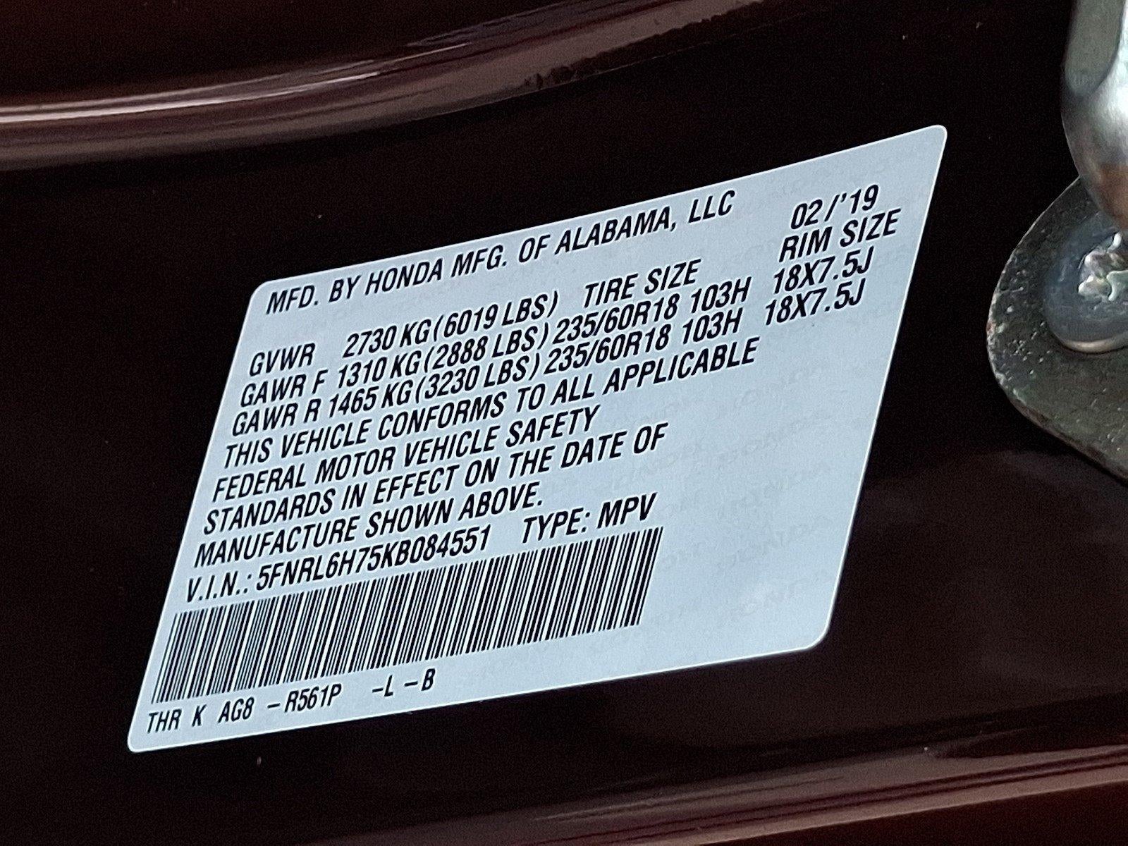 2019 Honda Odyssey EX-L Auto