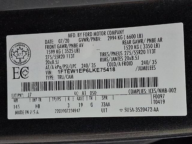2020 Ford F-150 LARIAT 4WD SuperCrew 5.5' Box