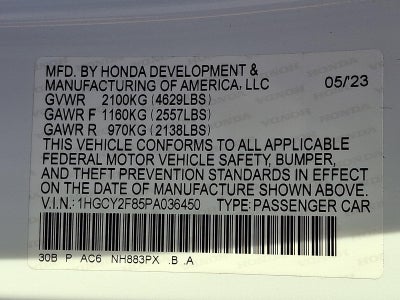 2023 Honda Accord Hybrid Touring Sedan w/o BSI