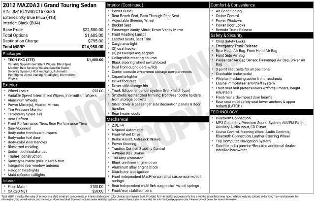 2012 Mazda Mazda3 4dr Sdn Auto i Grand Touring