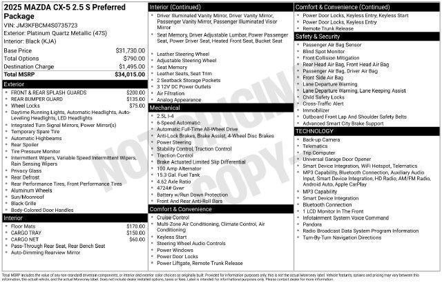 2025 Mazda Mazda CX-5 2.5 S Preferred Package AWD