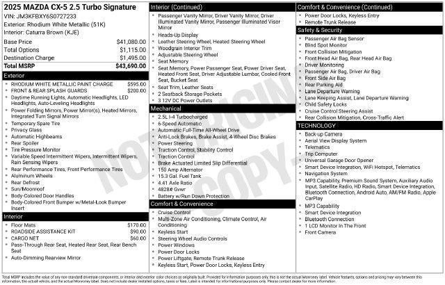 2025 Mazda Mazda CX-5 2.5 Turbo Signature AWD