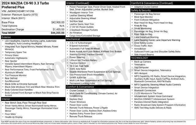 2024 Mazda Mazda CX-90 3.3 Turbo Preferred Plus AWD