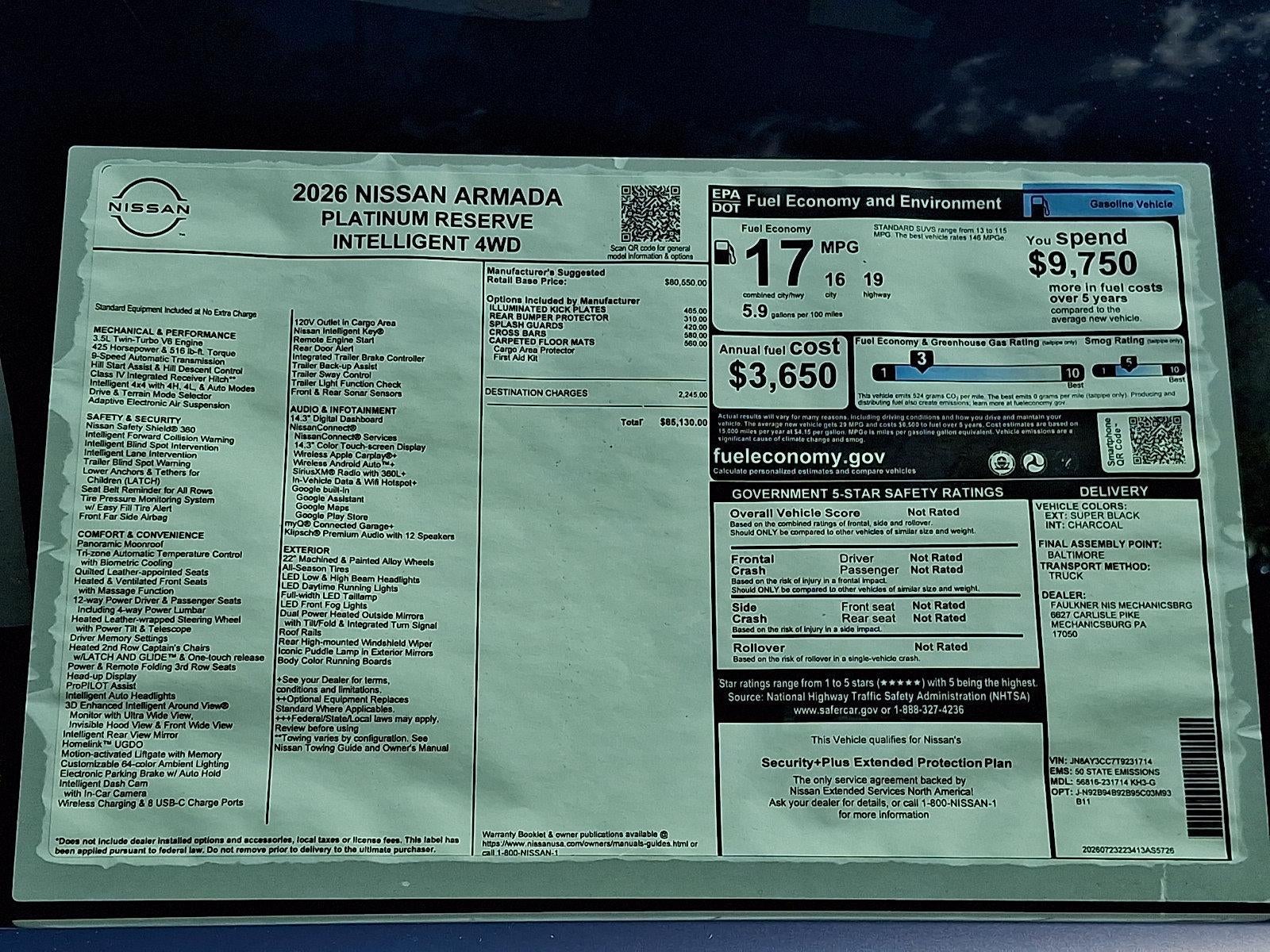 2026 Nissan Armada Platinum Reserve