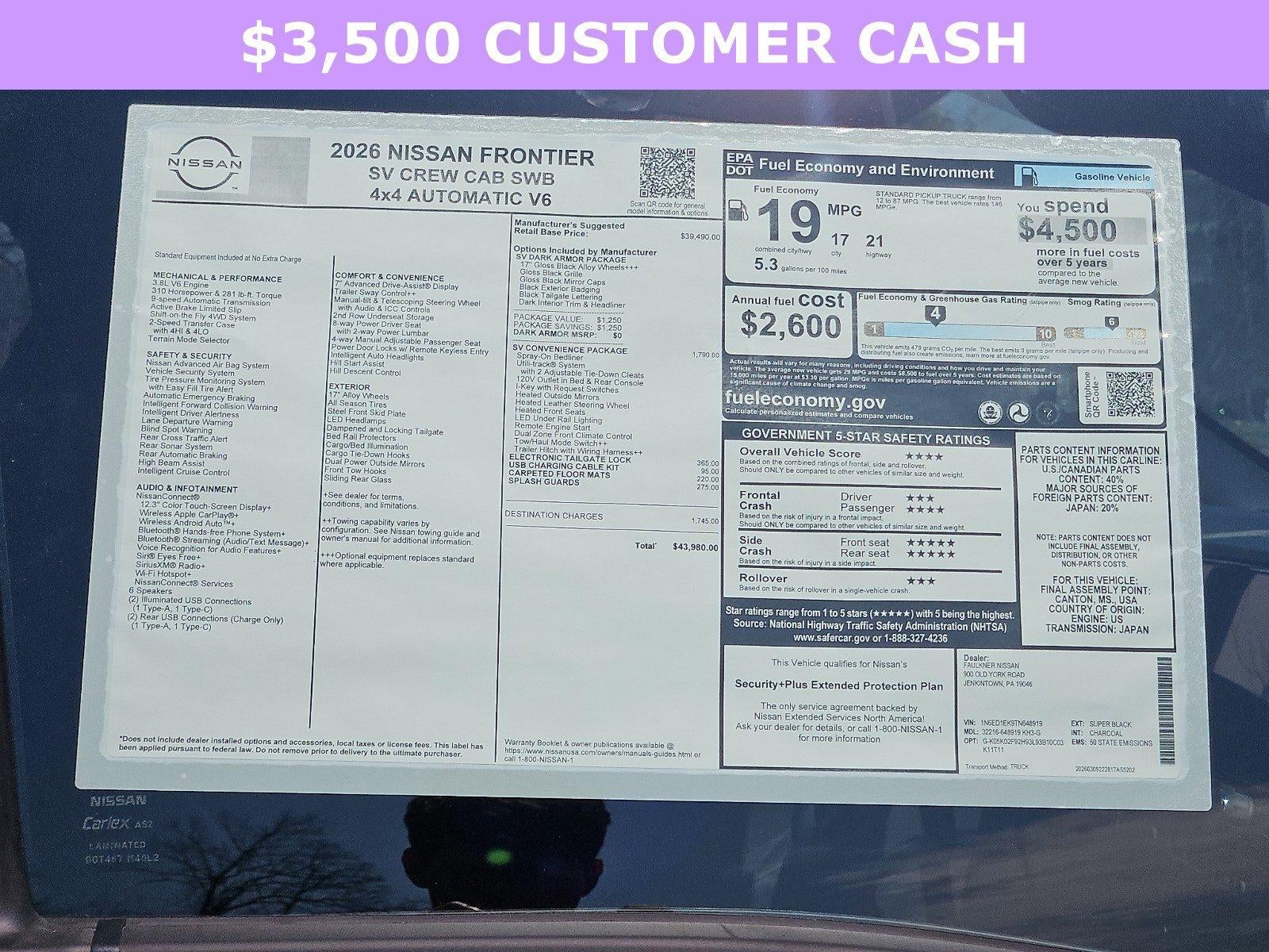 2026 Nissan Frontier Crew Cab 4x4 SV