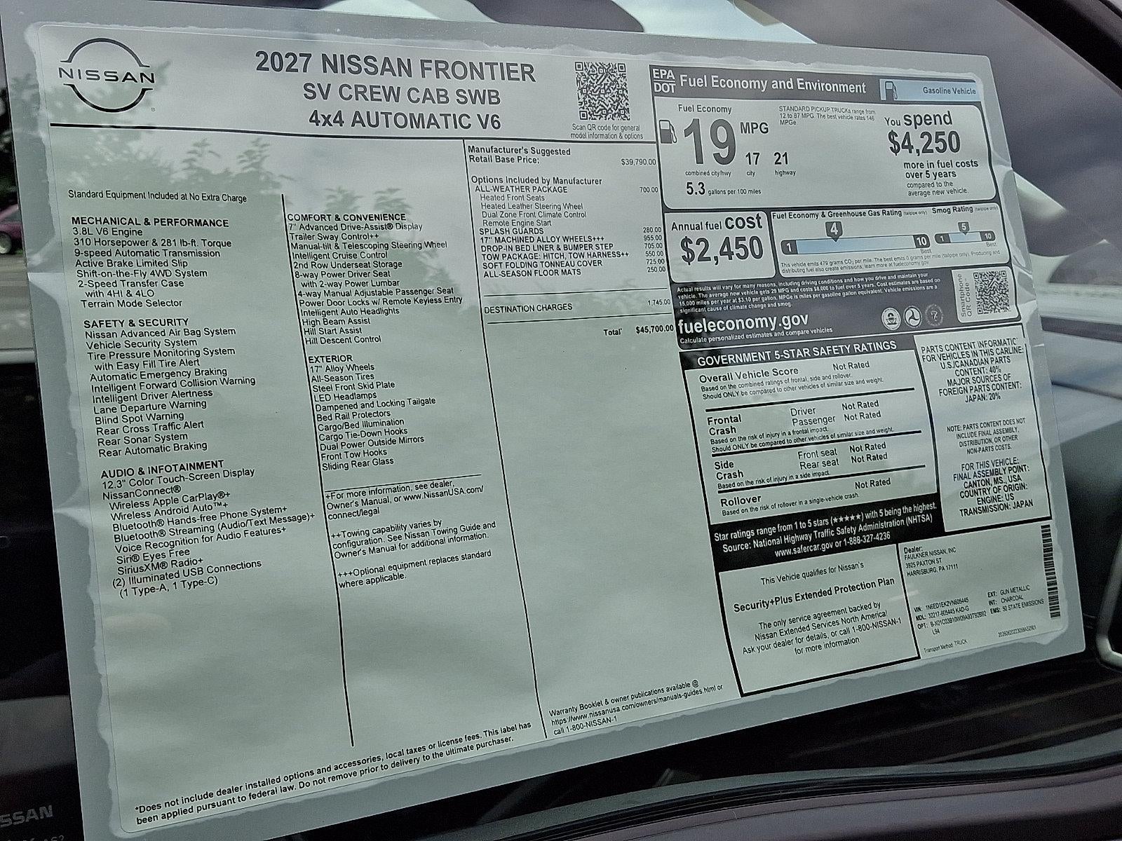 2027 Nissan Frontier Crew Cab SV