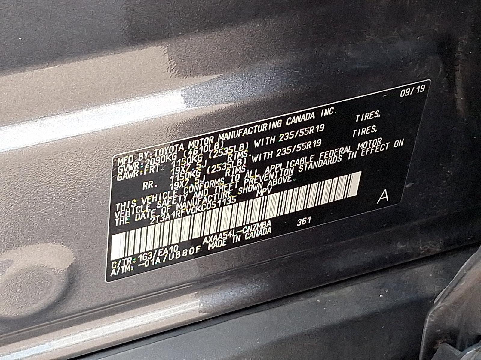 2019 Toyota RAV4 XLE Premium AWD (Natl)