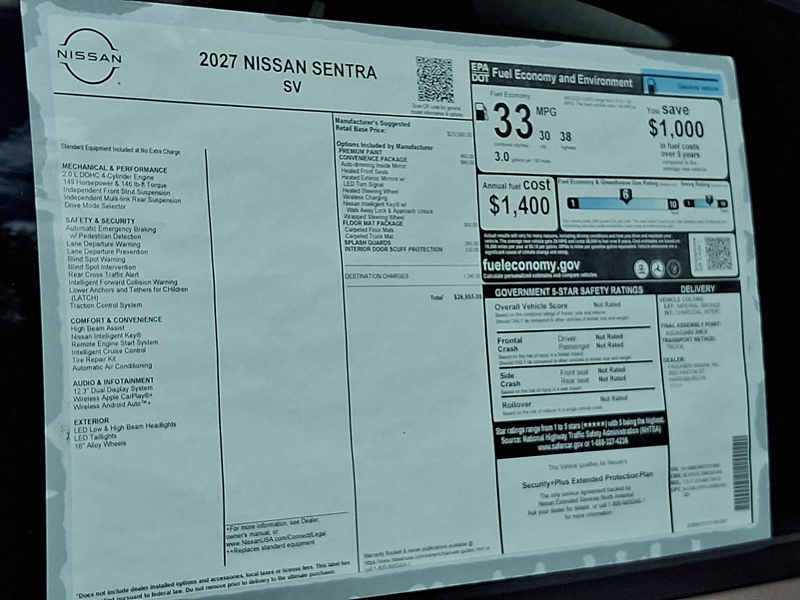 2027 Nissan Sentra SV