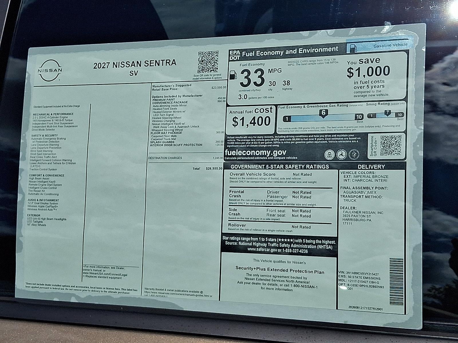 2027 Nissan Sentra SV