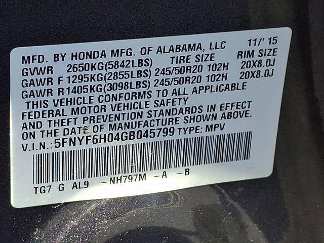 2016 Honda Pilot AWD 4dr Elite with DVD Rear Entertainment System and Navigation