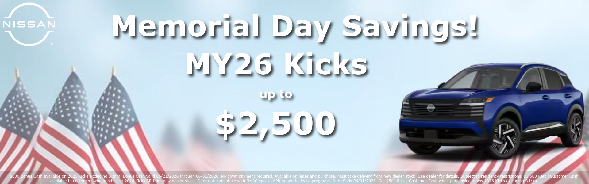 Memorial Day Savings! New MY26 Kicks up to $2,500