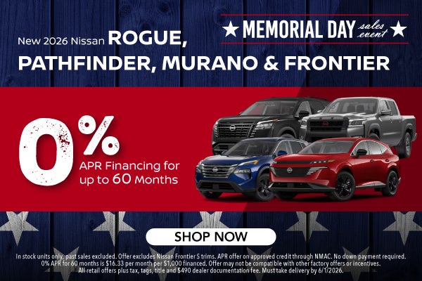 New 2026 Nissan Rogue, Pathfinder, Murano & Frontier