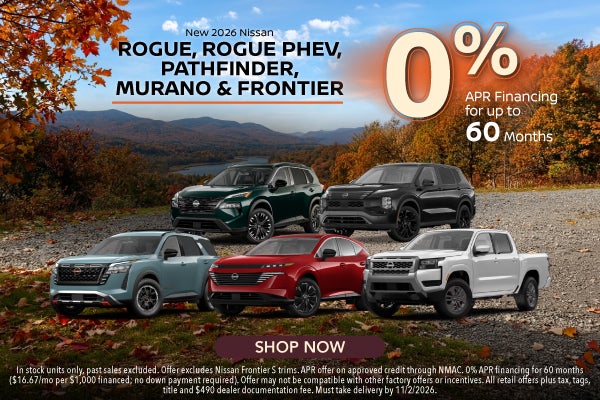 New 2026 Nissan Rogue, Rogue PHEV, Pathfinder, Murano & Fron